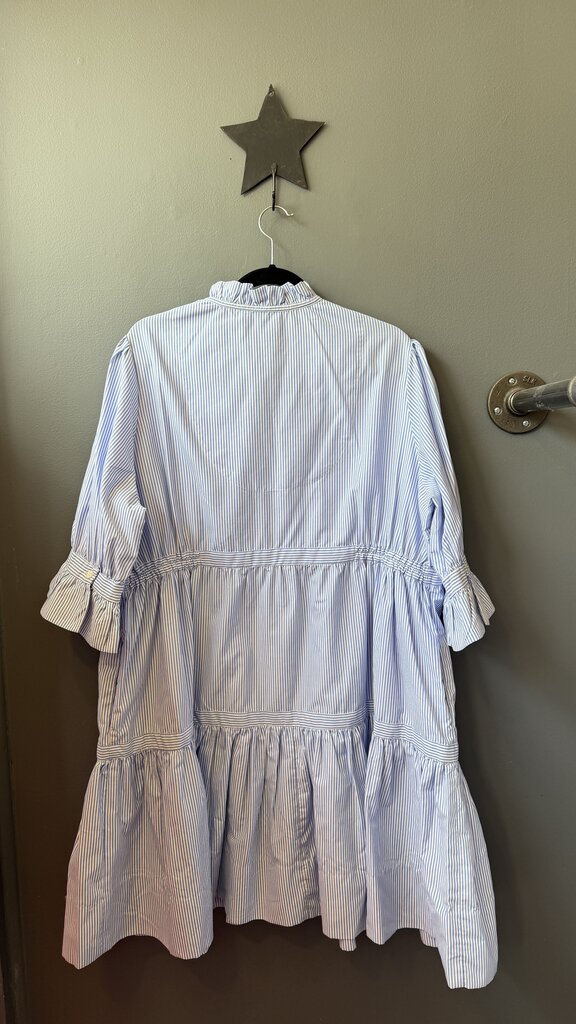 Stripe Tiered Ruffle Neck Dress