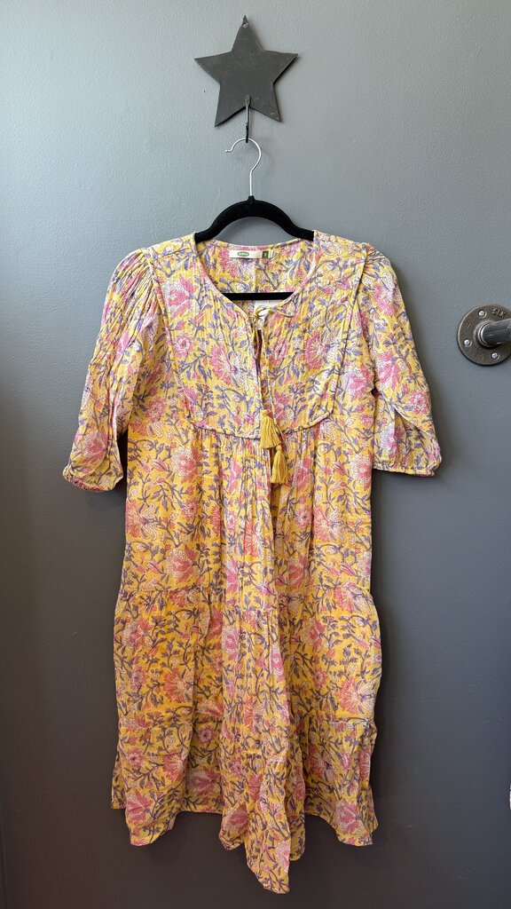 Block Print Gauze Midi Dress