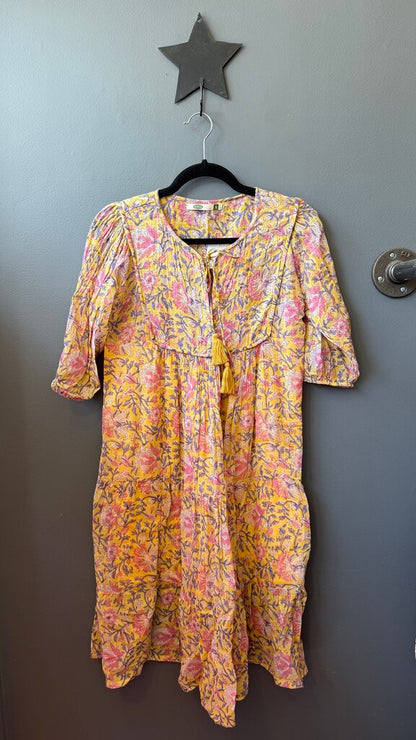 Block Print Gauze Midi Dress