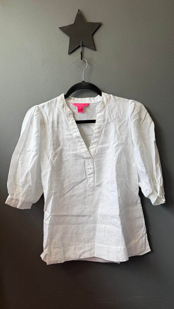Linen Notch Neck Blouse