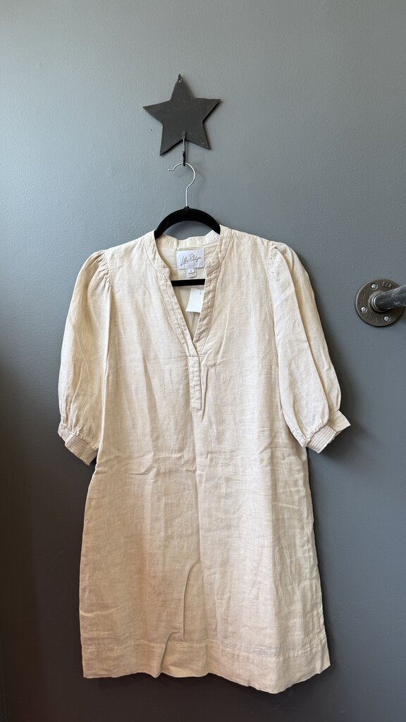 Linen Notch Neck Shift Dress