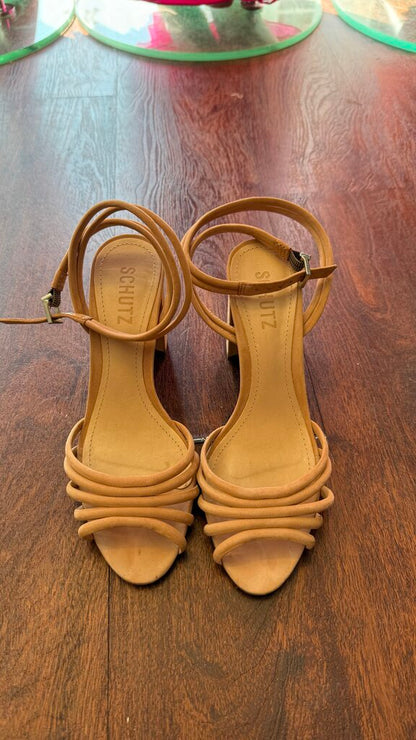 Suede Rolled Block Heel Sandals