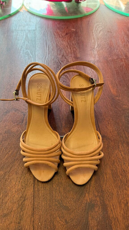 Suede Rolled Block Heel Sandals
