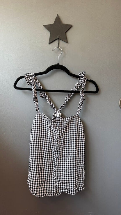 Gingham V back Tank Top