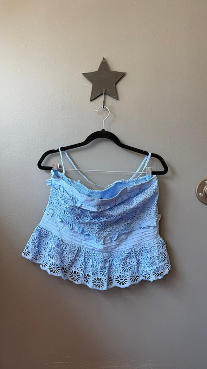 Eyelet Smocked Back Crop Top