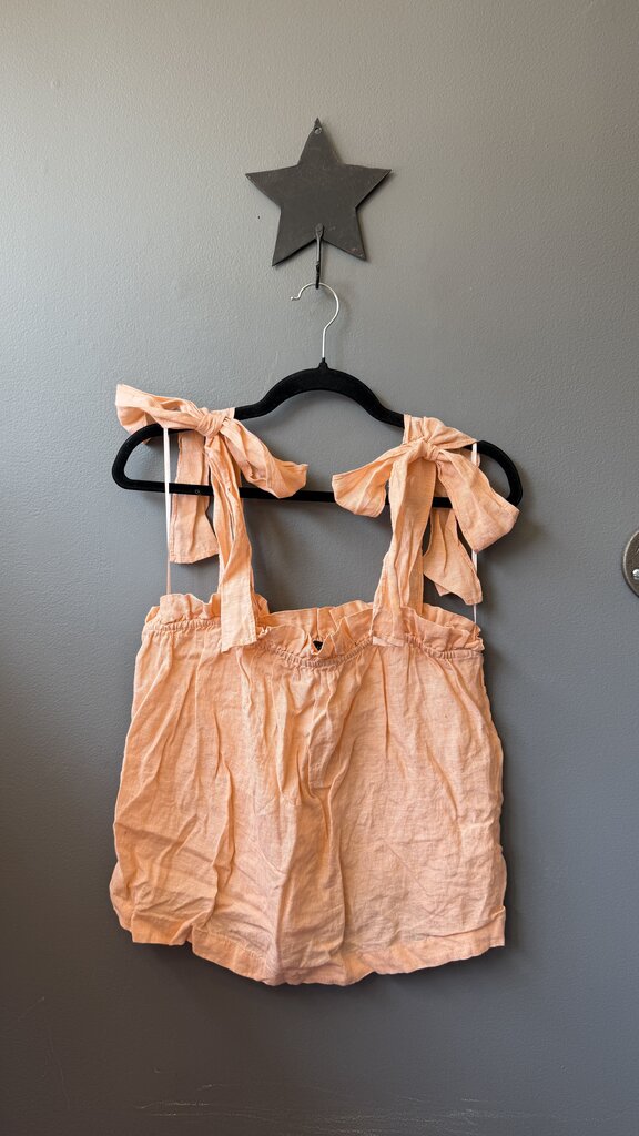 Linen Bow Shoulder Tank Top