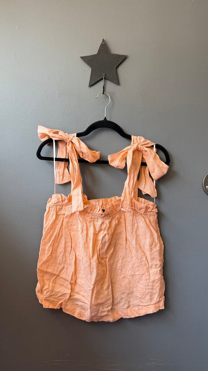 Linen Bow Shoulder Tank Top