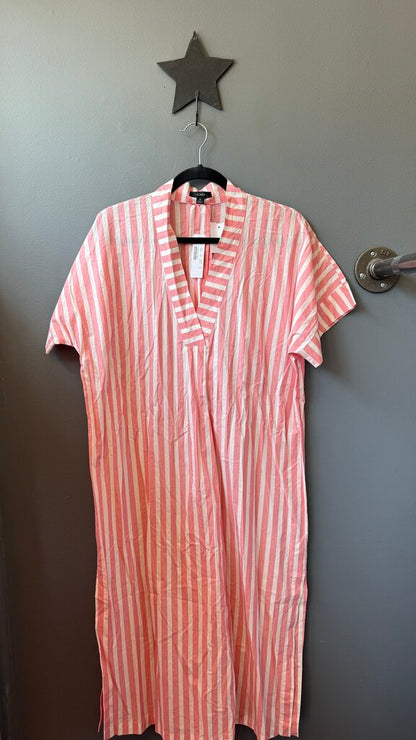 Cotton Stripe Midi Caftan Dress