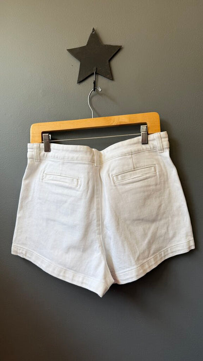 Patch Pocket White Denim Shorts