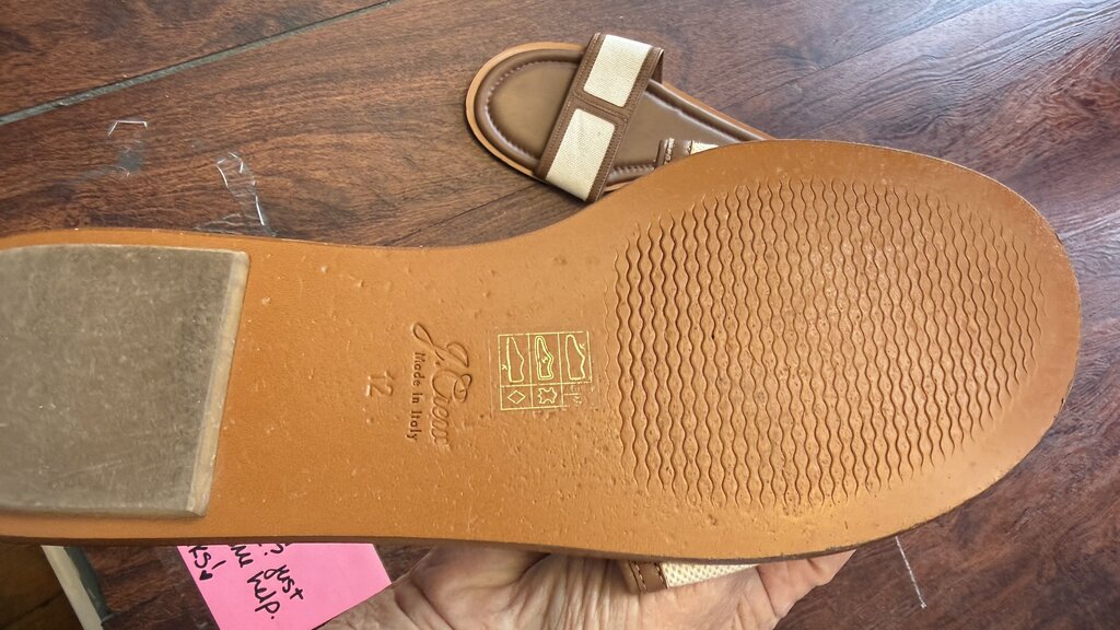 Leather Canvas Slide Sandals