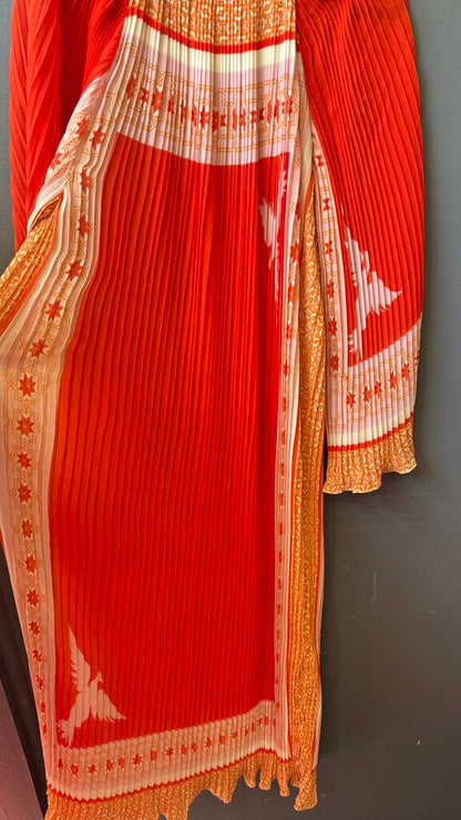 Pleated Longsleeve Maxi Dress