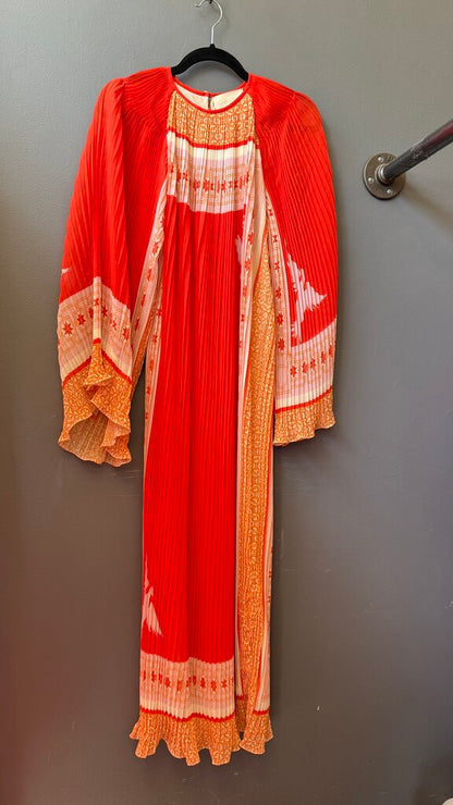 Pleated Longsleeve Maxi Dress