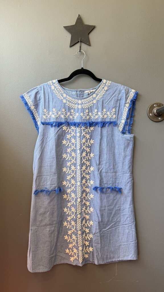 Embroidered Fringe Shift Dress