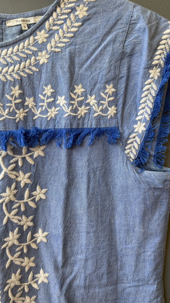 Embroidered Fringe Shift Dress