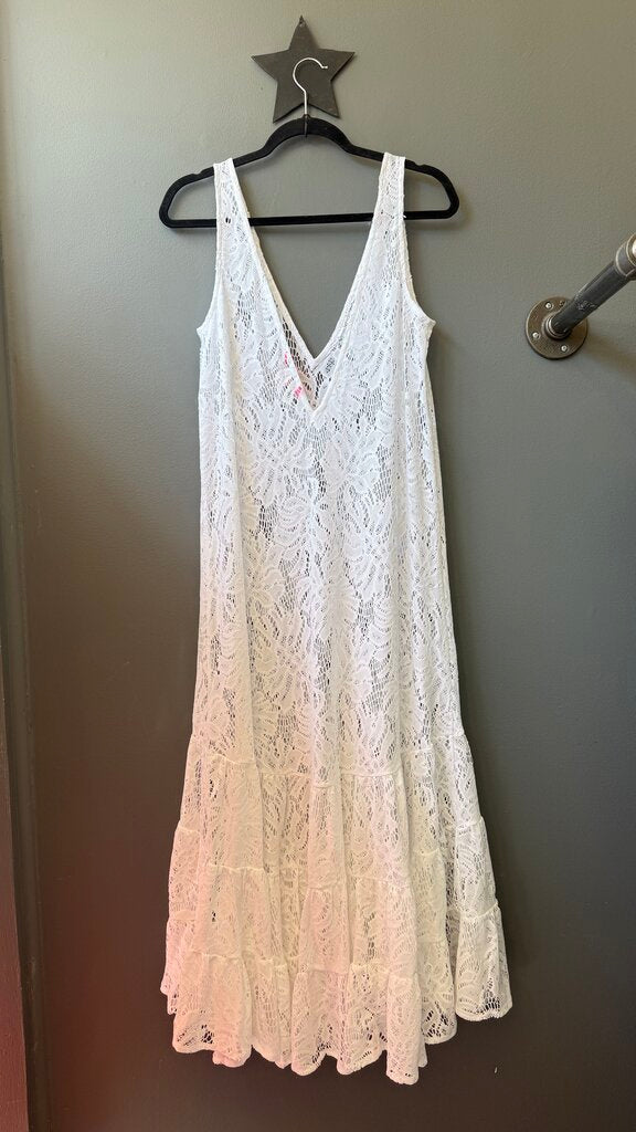 White Lace Midi Overlay Dress