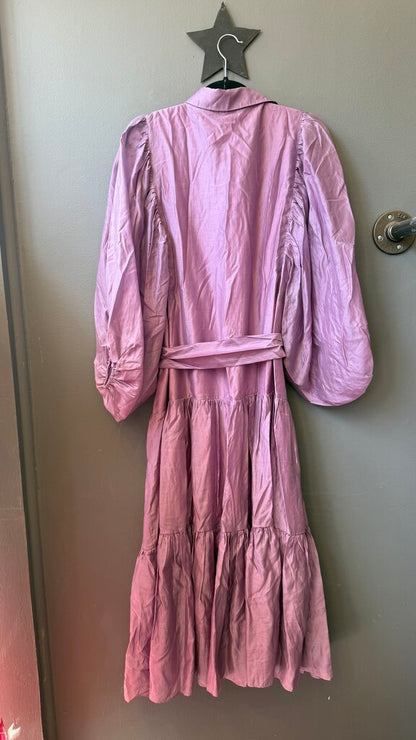 Satin Finish Tiered Midi Dress