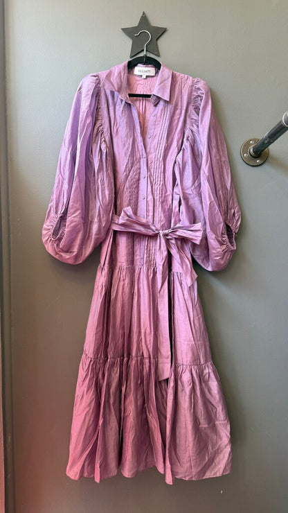 Satin Finish Tiered Midi Dress