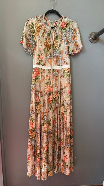 Floral Chiffon Maxi Gown Dress