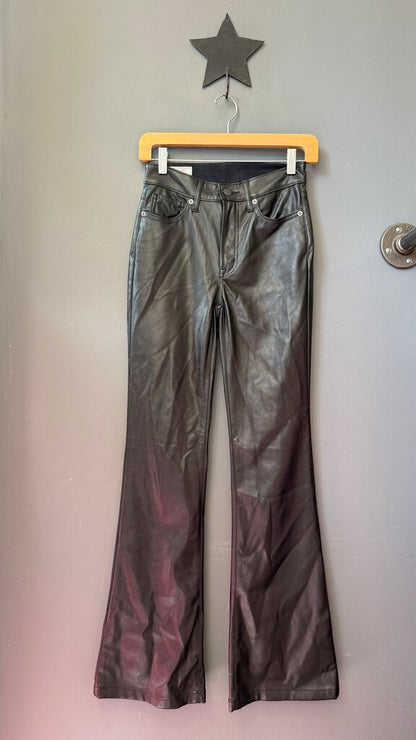 70s Flare High Rise Faux Leather Pants