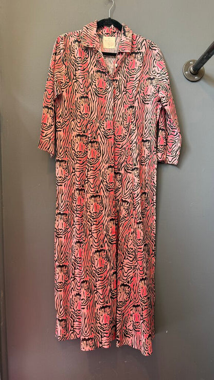 Print Cotton Aline Midi Shirtdress