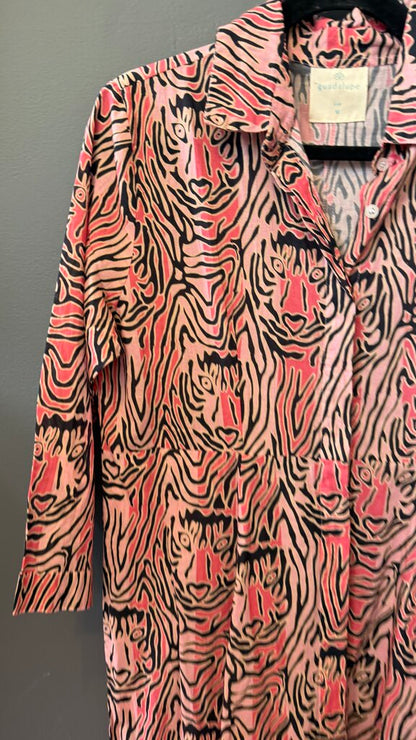 Print Cotton Aline Midi Shirtdress