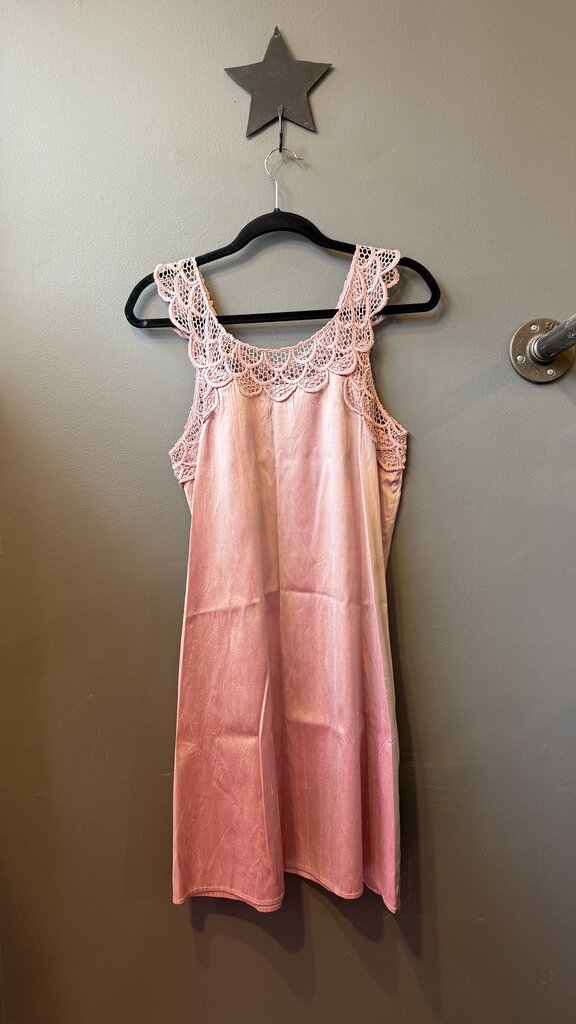 Raw Silk Lace Trim Shift Dress