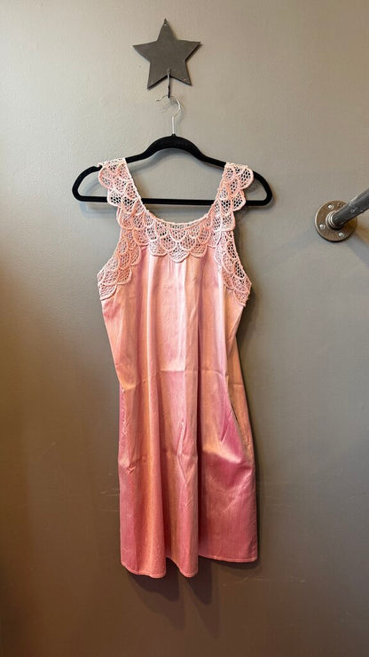 Raw Silk Lace Trim Shift Dress