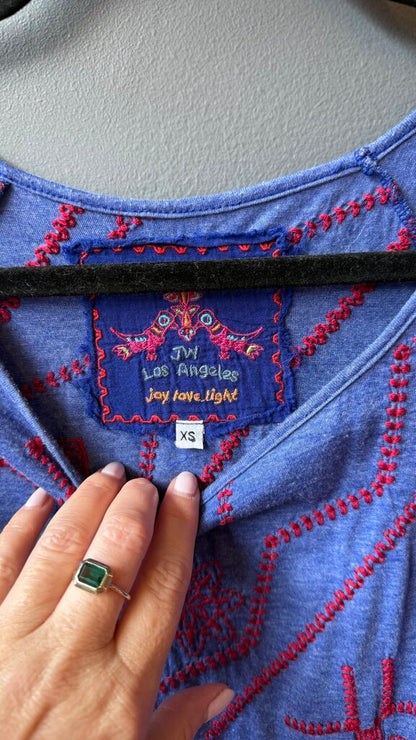 Embroidered Drawstring TShirt Dress