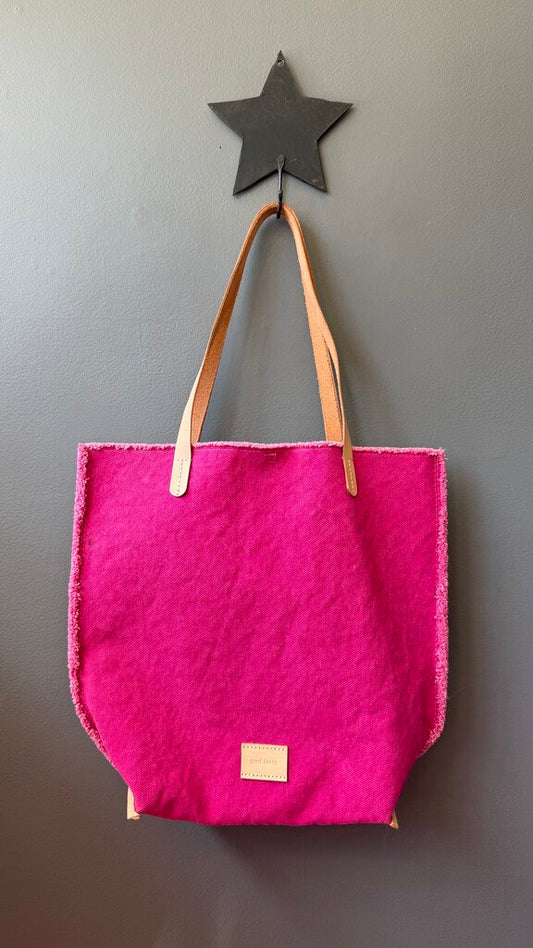 Raw Edge Canvas North South Tote Bag