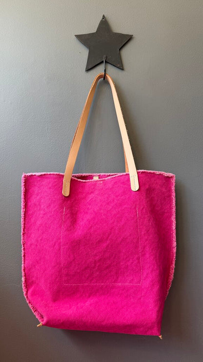 Raw Edge Canvas North South Tote Bag