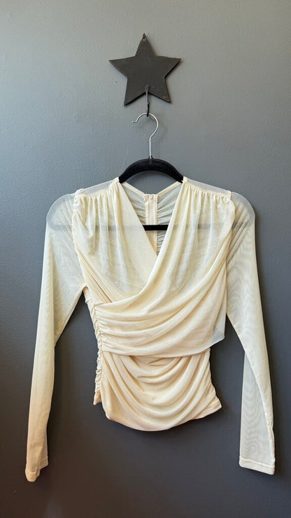 Mesh Wrap High Neck Top