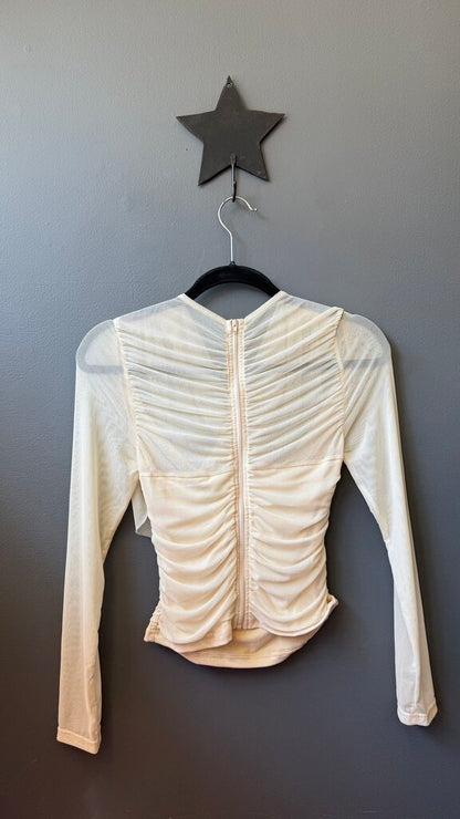 Mesh Wrap High Neck Top