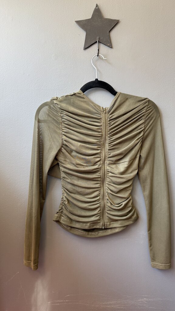 Mesh Wrap High Neck Top