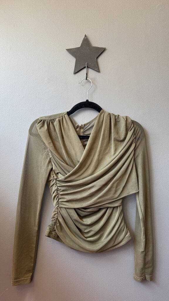 Mesh Wrap High Neck Top