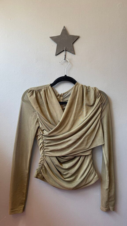Mesh Wrap High Neck Top