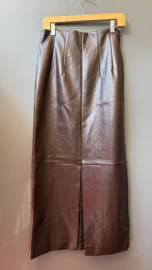 Faux Leather Zip Front Maxi Skirt
