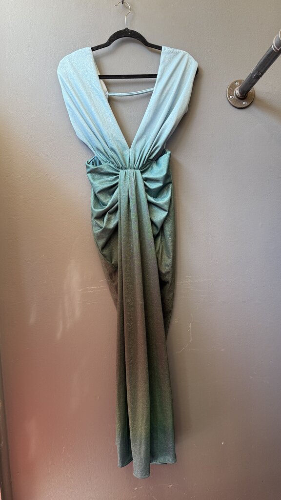 Glitter Low Back Ocean Mermaid Maxi Dress