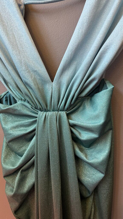 Glitter Low Back Ocean Mermaid Maxi Dress