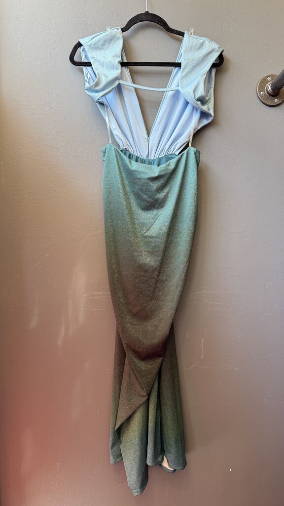 Glitter Low Back Ocean Mermaid Maxi Dress