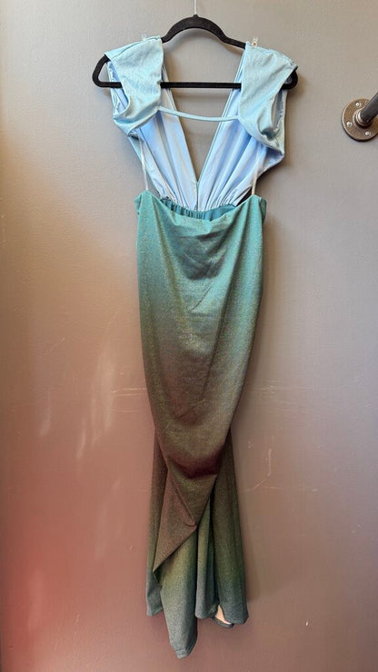 Glitter Low Back Ocean Mermaid Maxi Dress