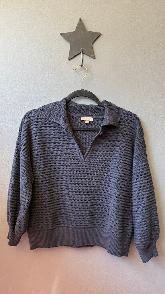Cotton Blend Polo Sweater