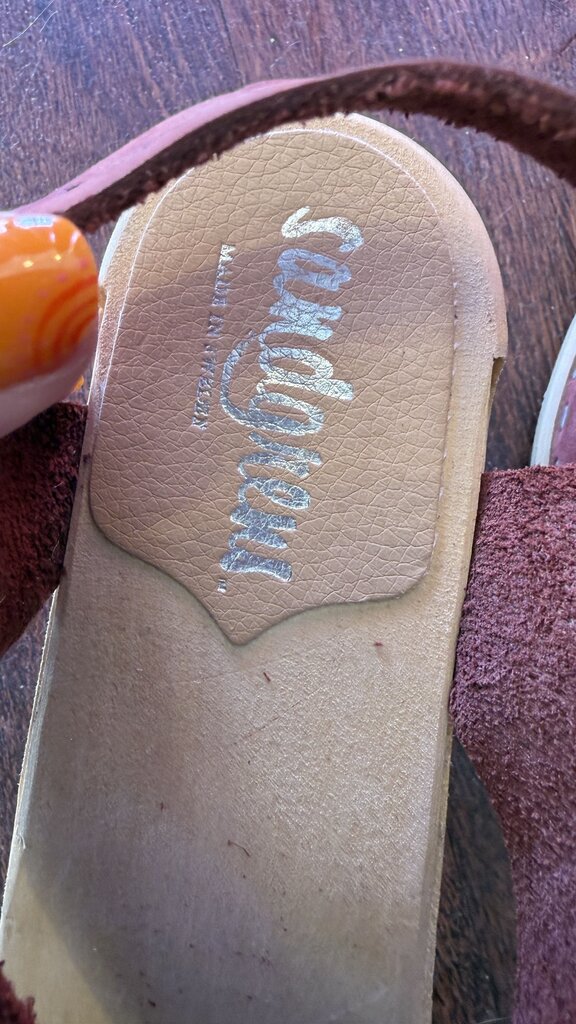 Wooden Leather Clog Sandals