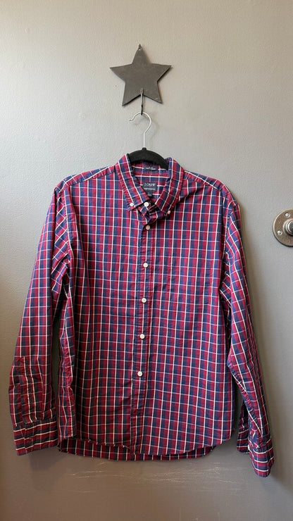 Slim Untucked Performance Plaid Button Up Shirt