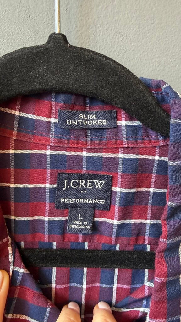Slim Untucked Performance Plaid Button Up Shirt