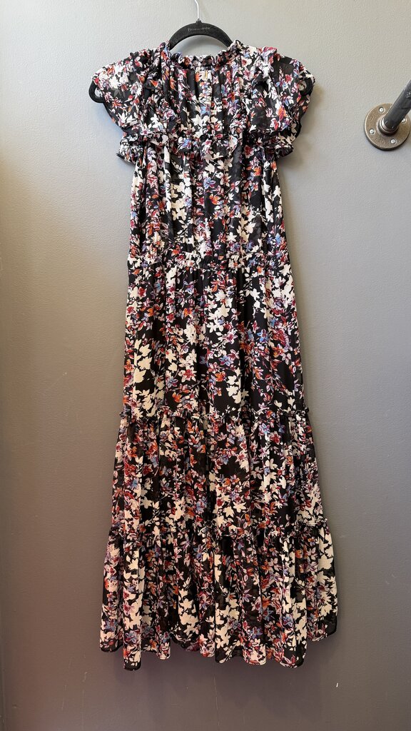 Floral Drawstring Waist Midi Dress