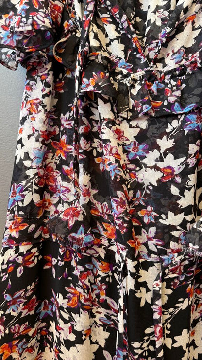 Floral Drawstring Waist Midi Dress