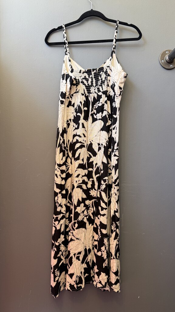 Linen Blend Floral Midi Dress
