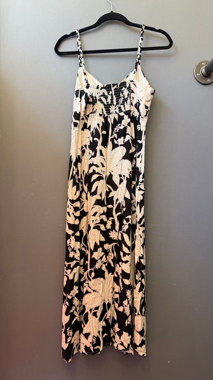 Linen Blend Floral Midi Dress