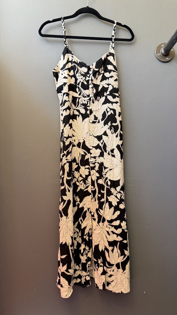 Linen Blend Floral Midi Dress