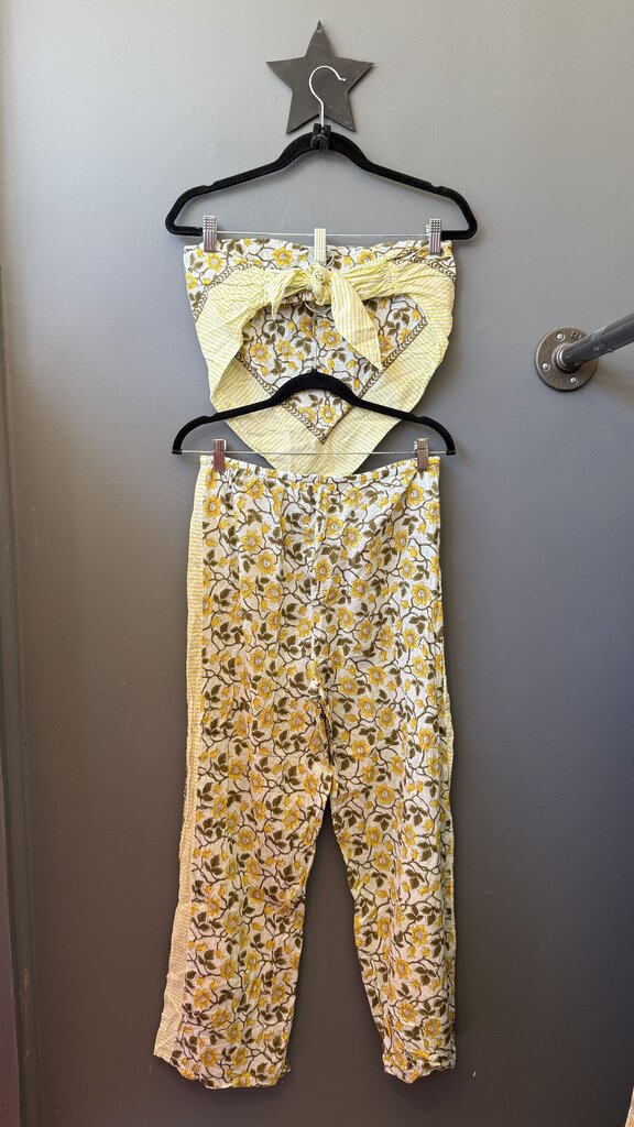 Block Print Scarf Top + Pants Set